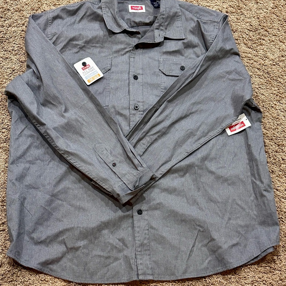 Wrangler Men's Gray Casual Button-Down Short 2XL NWT